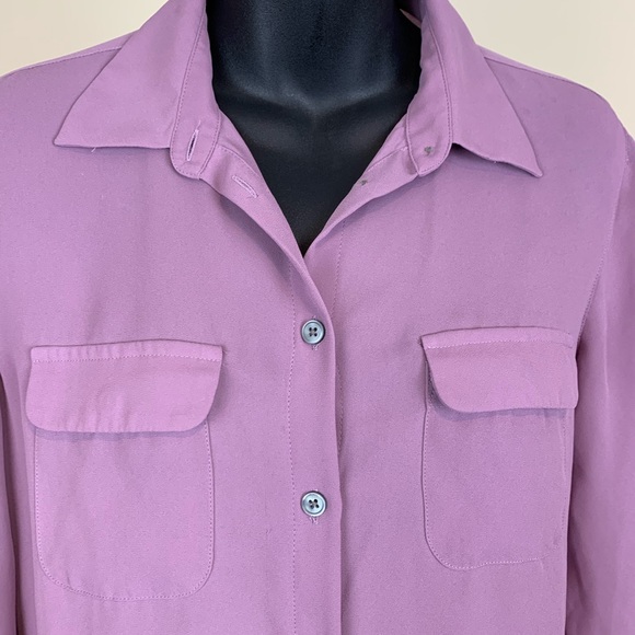 Loft Ann Taylor lavender button down dress shirt blouse , size small - Picture 2 of 5